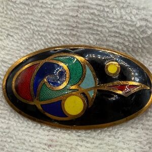 1980’s “Tara Ware” Colorful Irish Celtic Abstract Enamel Brooch